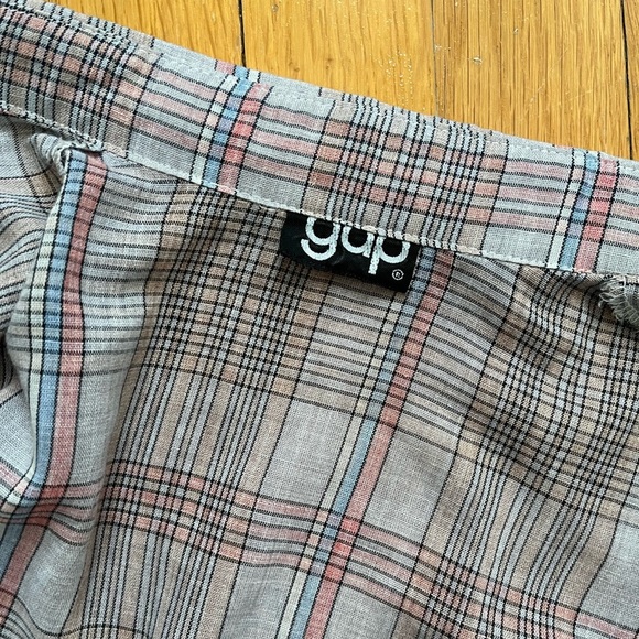 Vintage 70s 80s GAP Pastel Plaid Lightweight Button Down Blouse Top Shirt - Picture 11 of 13
